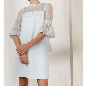Ted Baker Lace Mini Dress in Light Blue